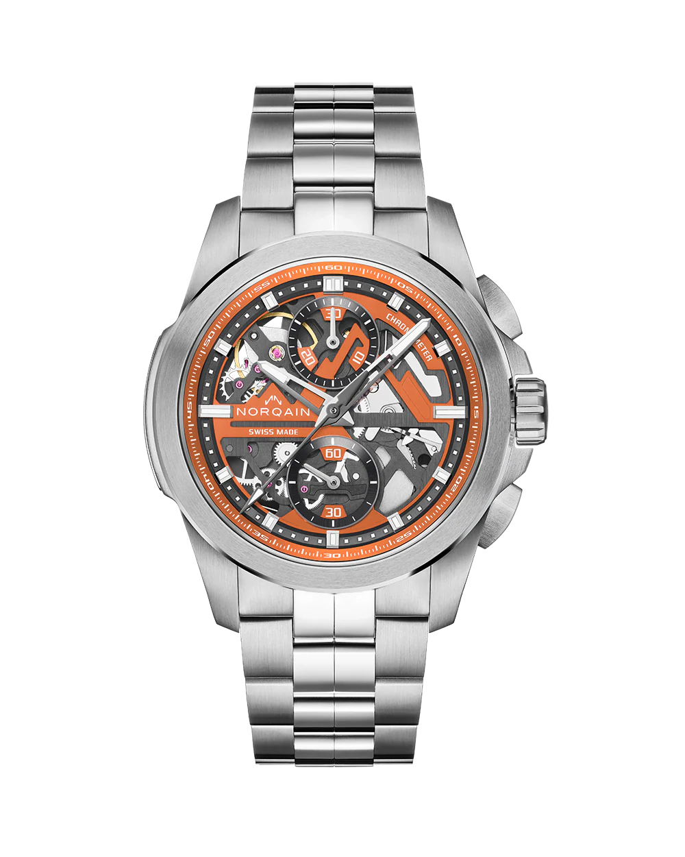 NORQAIN Independence Skeleton Chrono 42mm Orange - Image 8